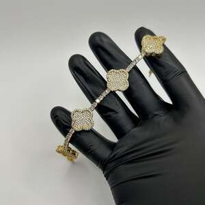 Moissanite Clover Tennis Bracelet VVS1 Gold New Insane Quality 8 Inch 3mm CZ